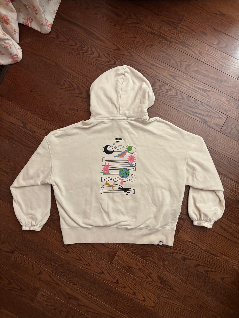Puma Off-White Hooded Pullover with Cool Design